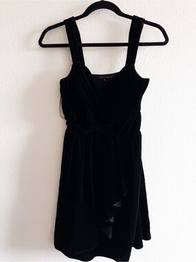 Theory Black Velvet Mini Dress Size 4 LBD Cocktail Holiday Dress